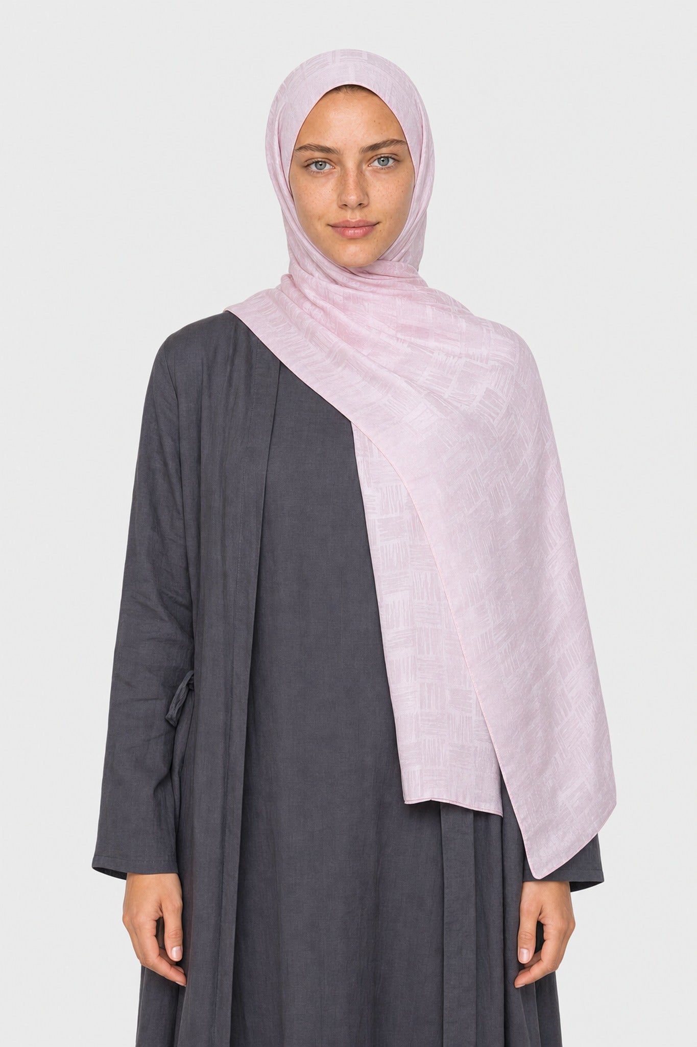 Noria Patterned Aerobin Jacquard Shawl - Pembe
