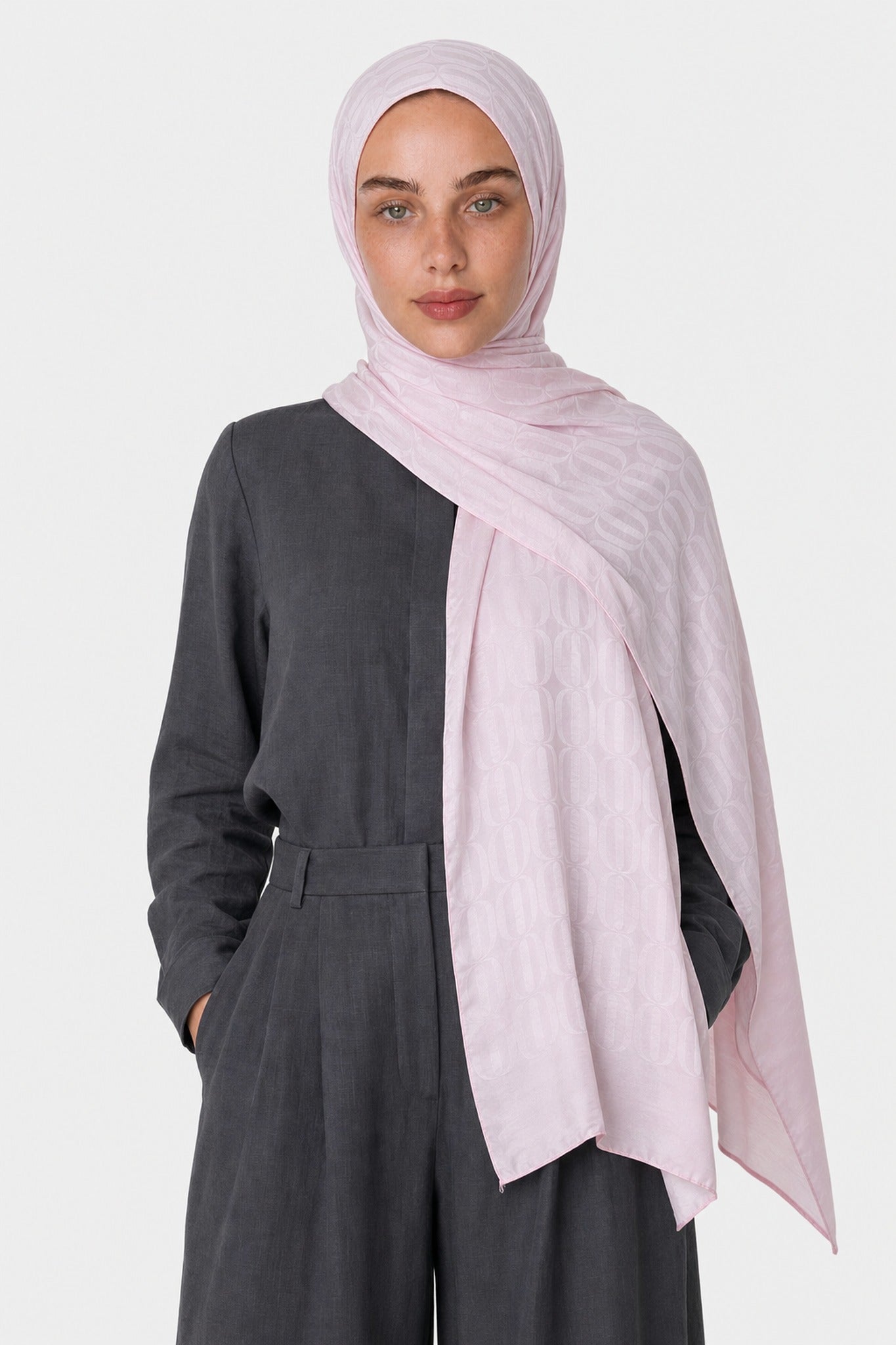 Dune Pattern Ayrobin Jacquard Shawl - Pembe
