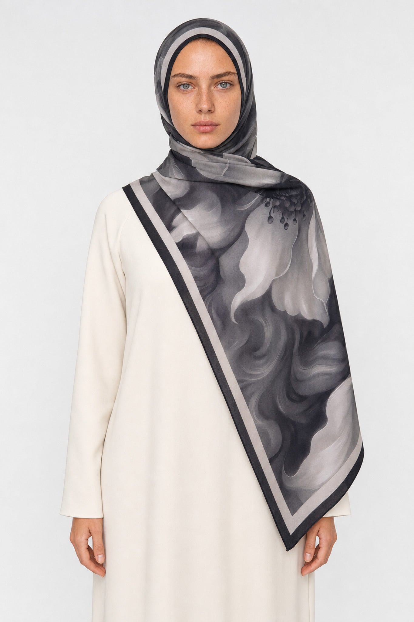 Pure Pattern Hebei Silk Scarf - Siyah
