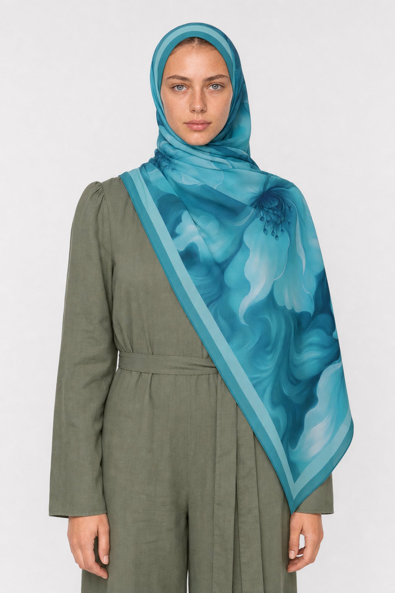 Pure Pattern Hebei Silk Scarf - Turkuaz