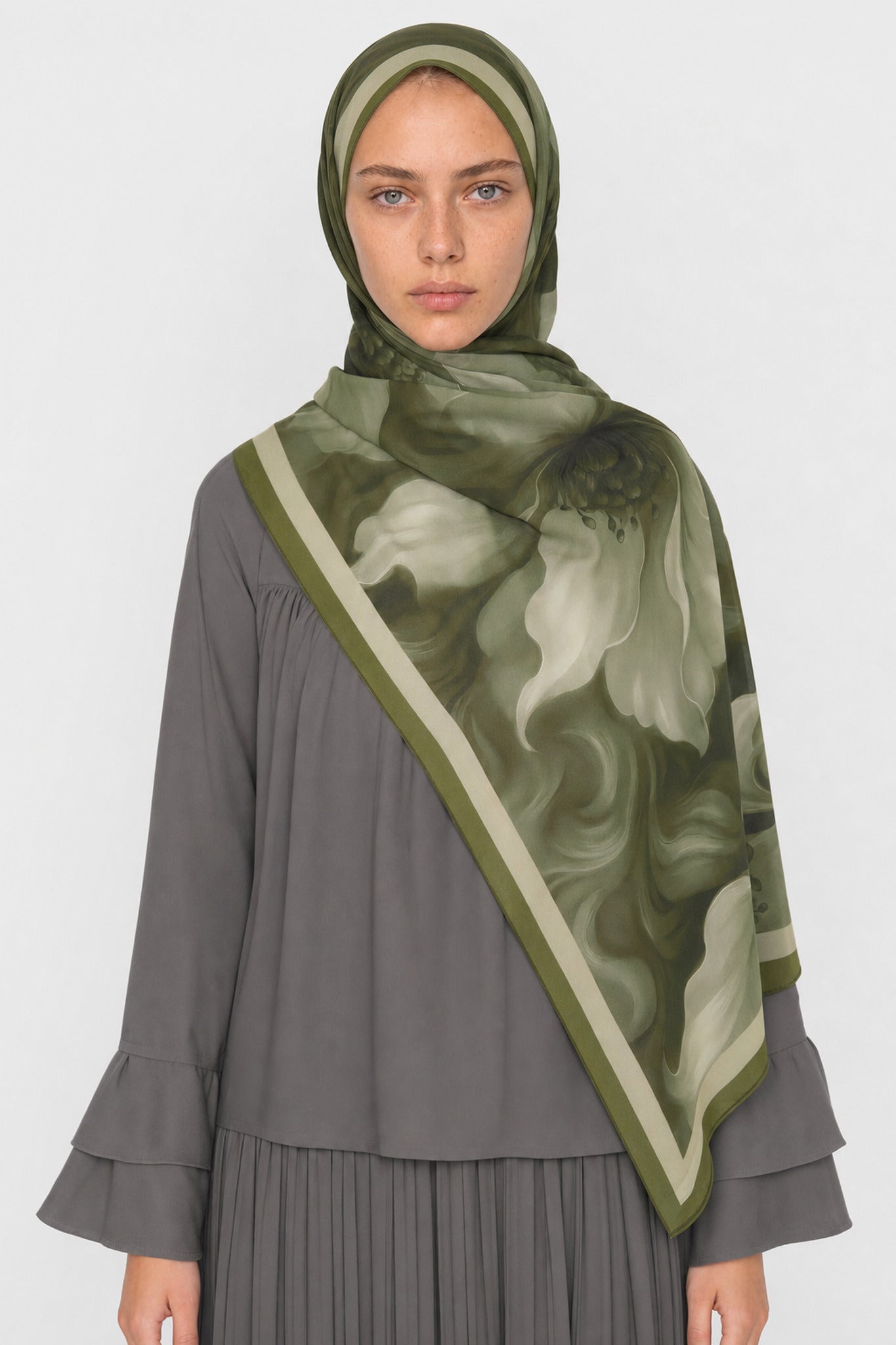 Pure Pattern Hebei Silk Scarf - Yeşil