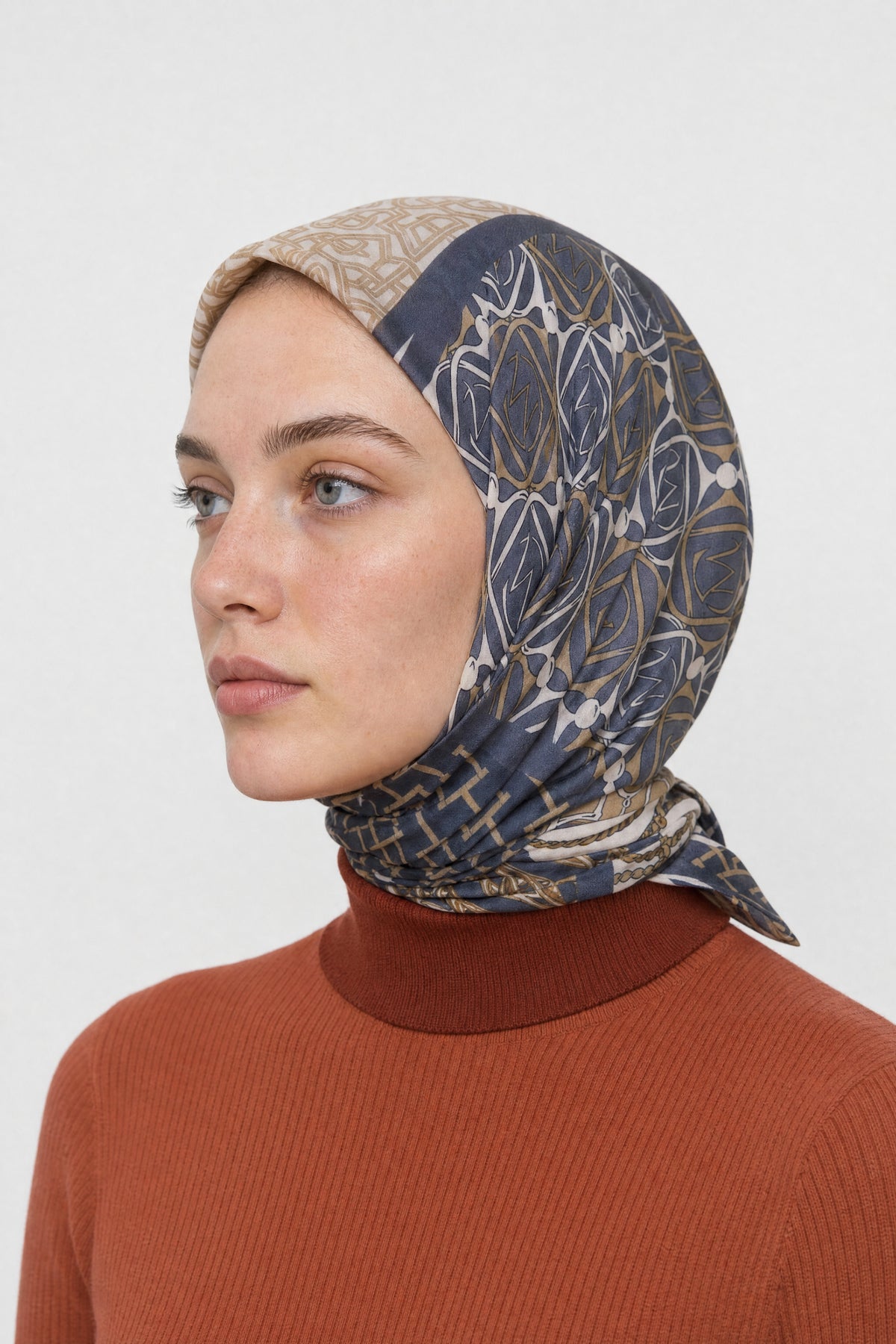 Heritage Desen Organik Eşarp - Siyah