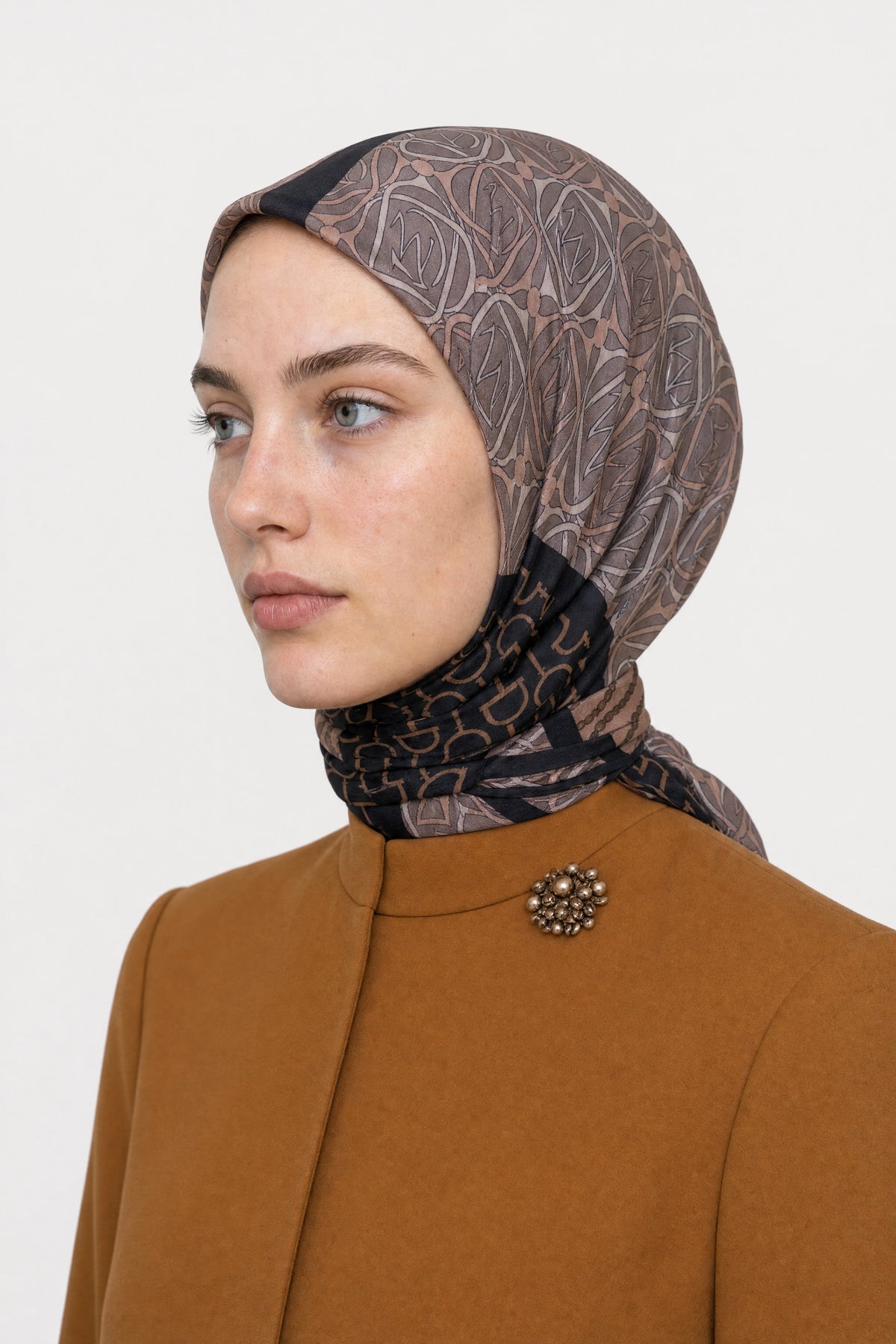 Heritage Desen Organik Eşarp - Füme