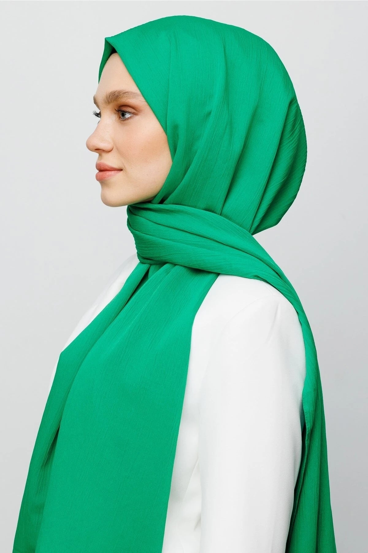 Crinkle Medina Silk Shawl - Benetton Green