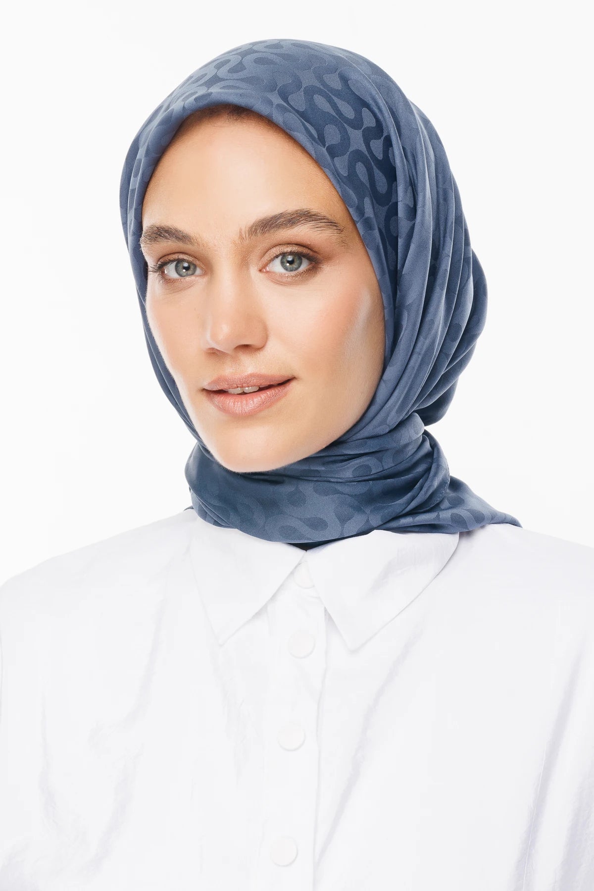Moon Pattern Silky Jacquard Scarf - Anthracite