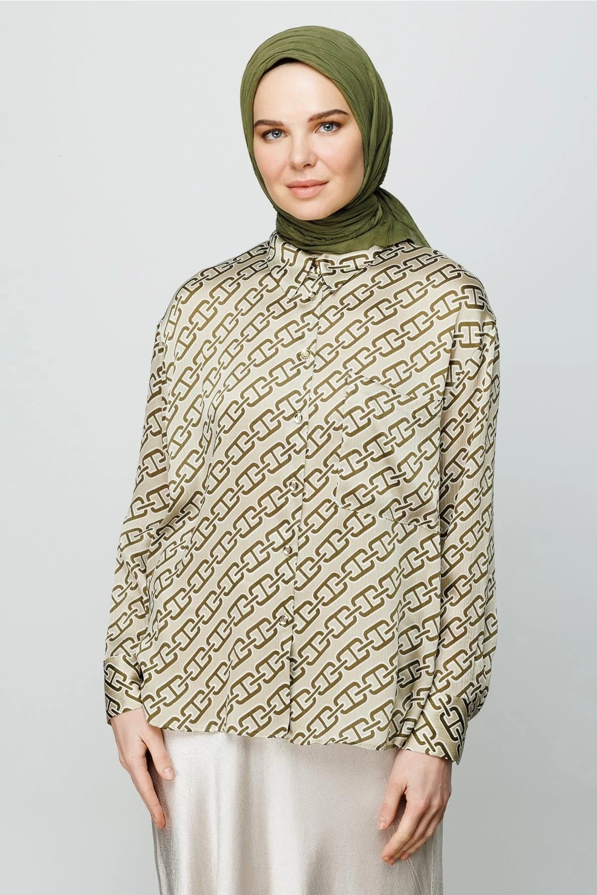 Pleated Bamboo Scarf - Khaki