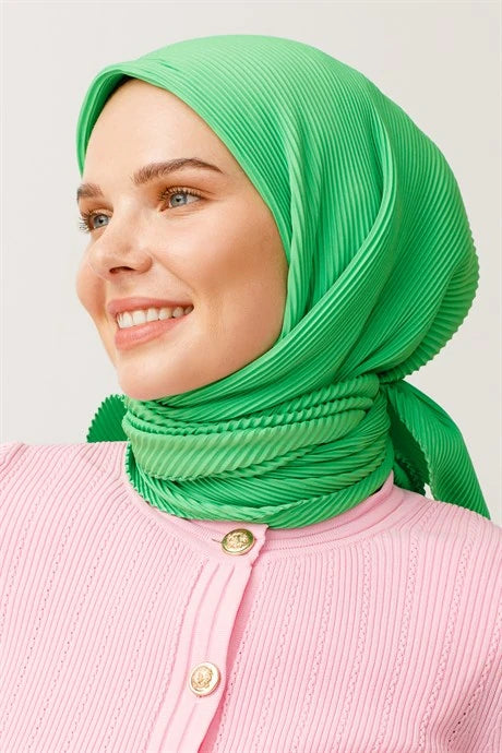 Pleated Scarf - Light Benetton Green