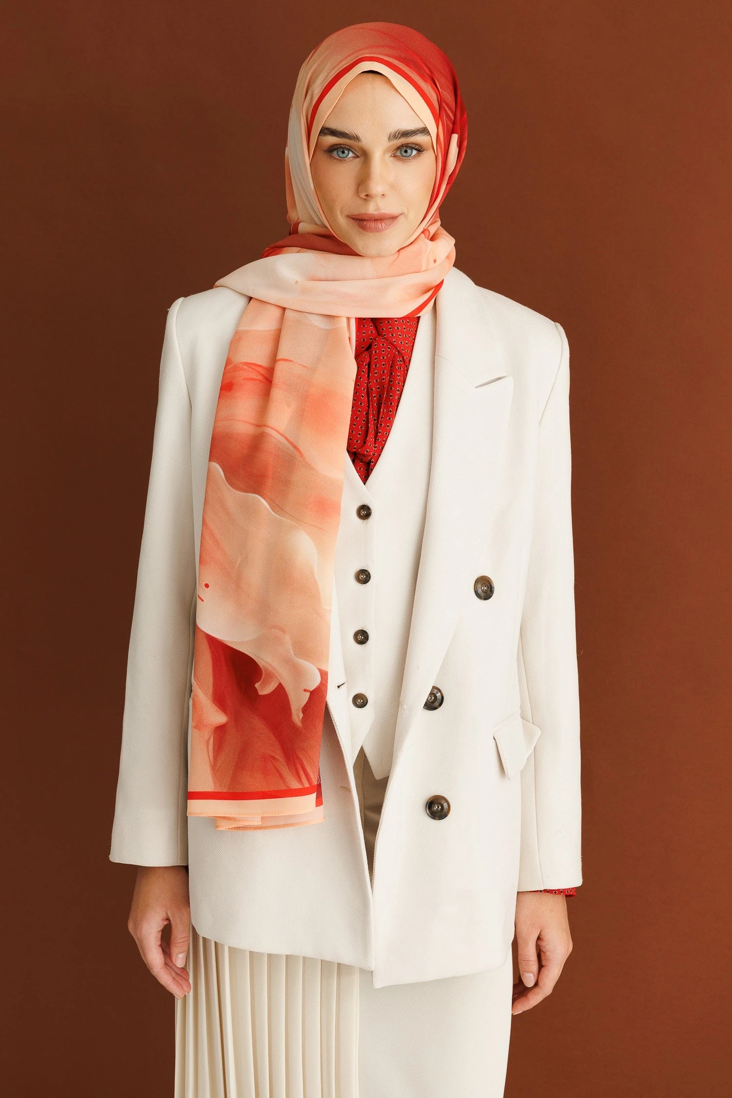 Pure Pattern Hebei Silk Scarf - Salmon