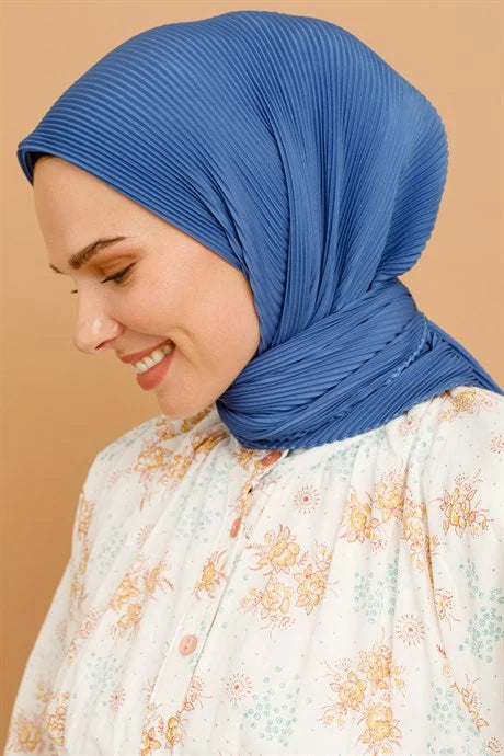 Pleated Scarf - Indigo