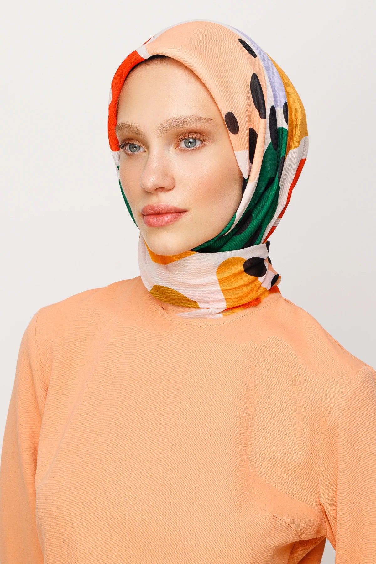 Bloom Pattern Digital Soft Scarf - Orange