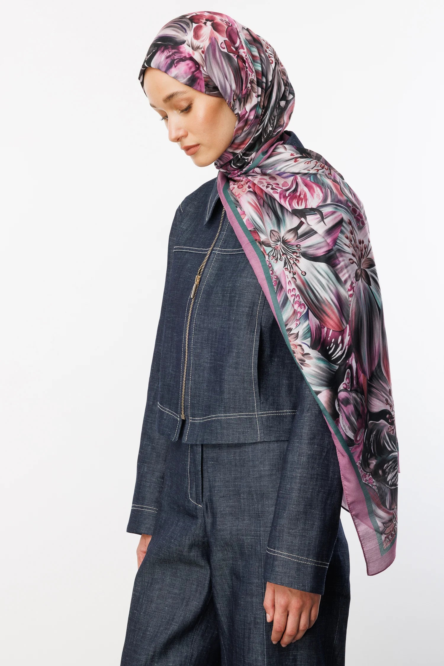 Larin Pattern Cotton Scarf - Lilac
