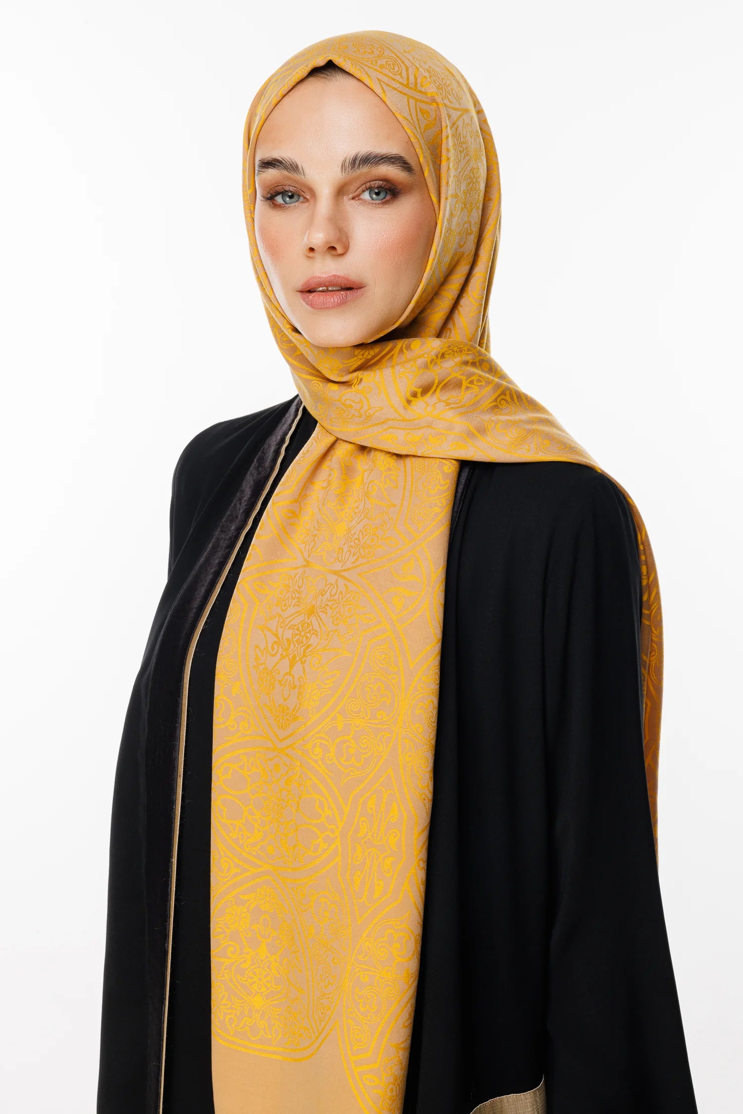Morocco Pattern Double-Sided Scarf - Mink-Mustard