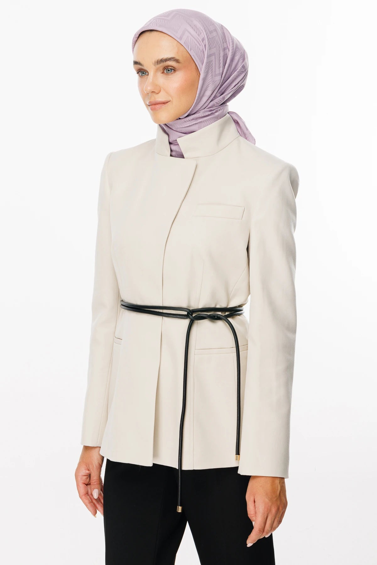 Viora Pattern Silky Jacquard Scarf - Lilac