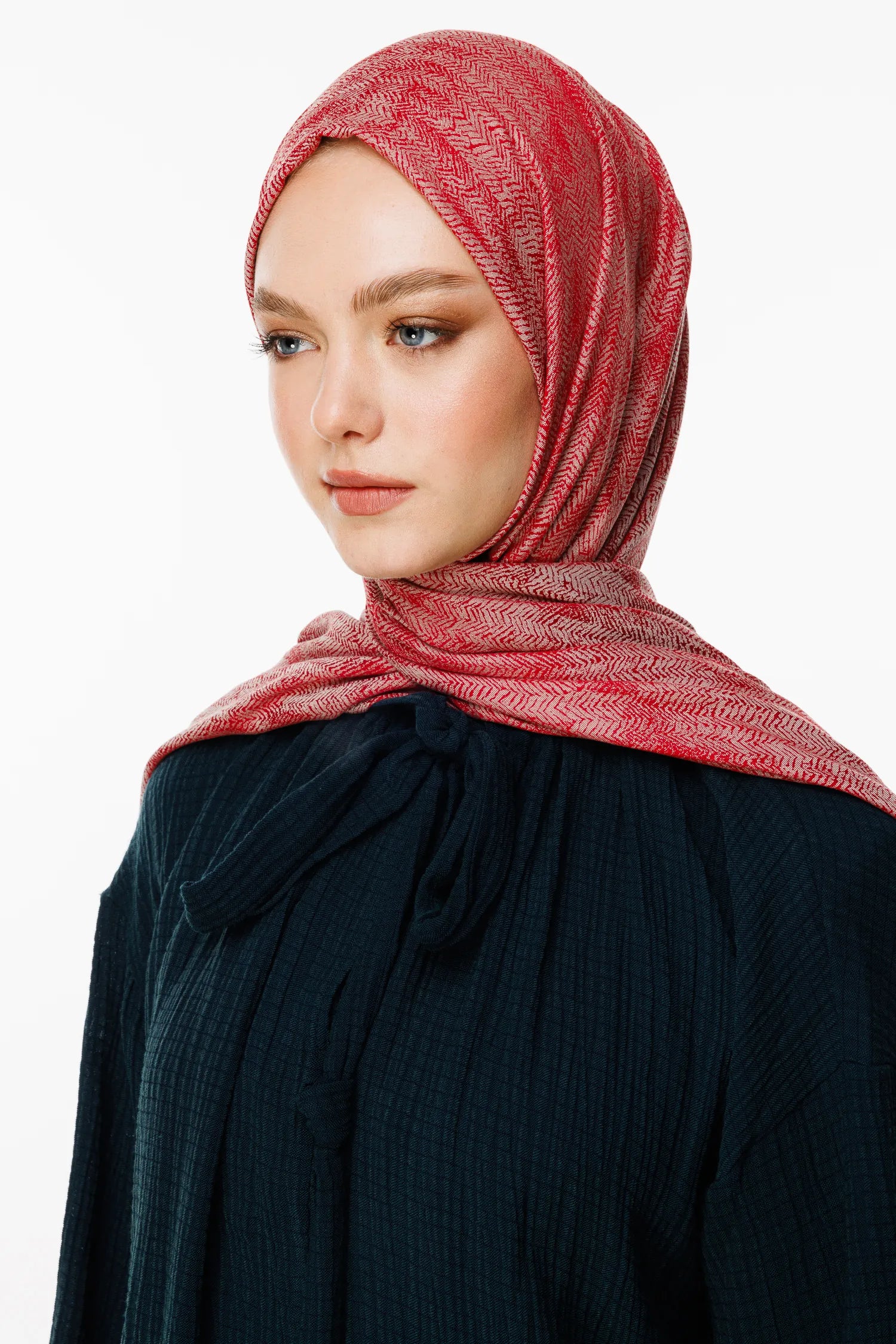 Sahara Pattern Double-Sided Shawl - Burgundy-Mint Green