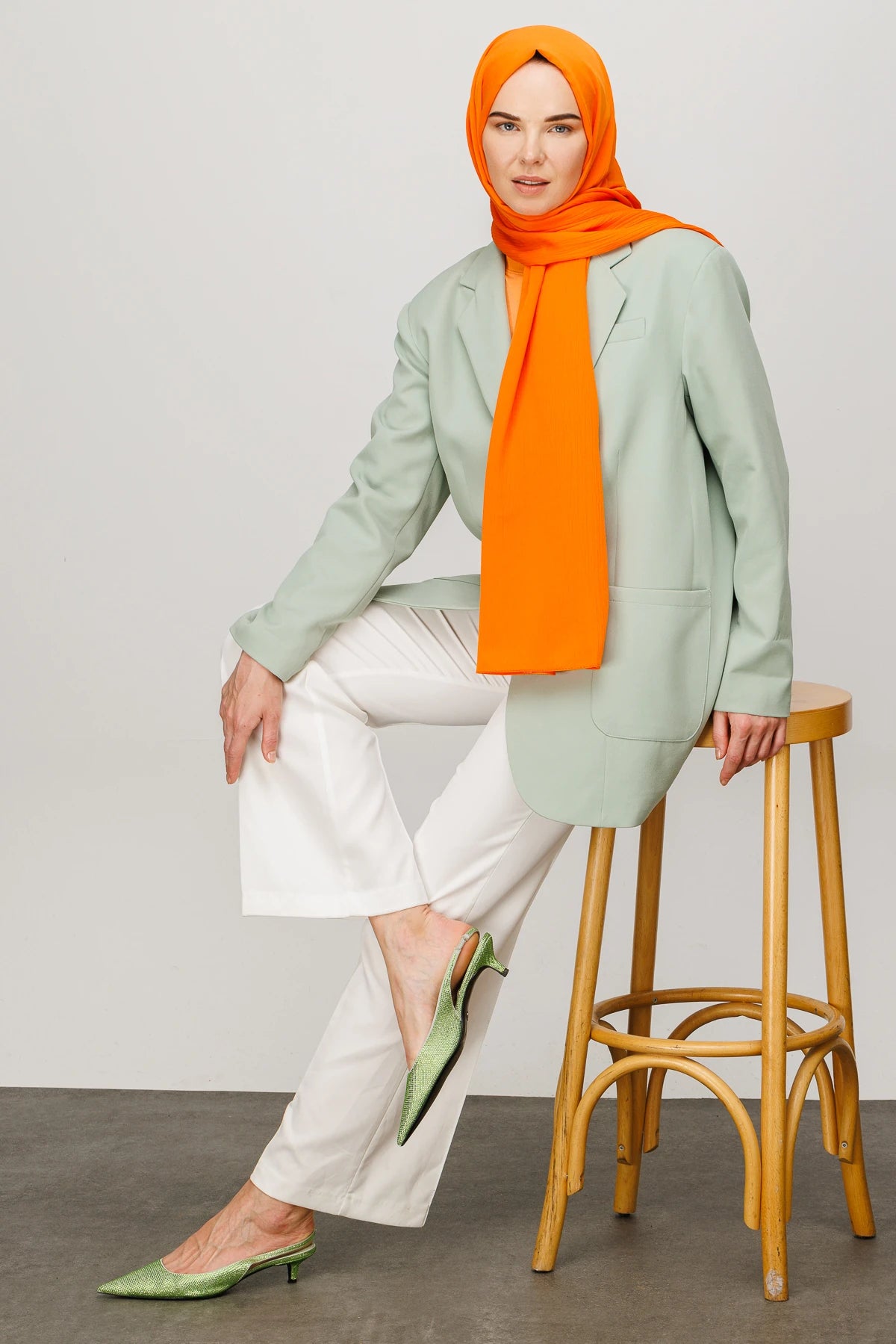 Crinkle Medina Silk Shawl - Orange