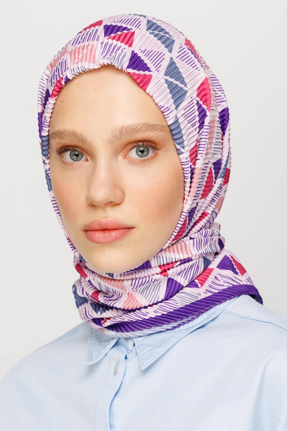 Prism Pattern Pleated Scarf - Lavender