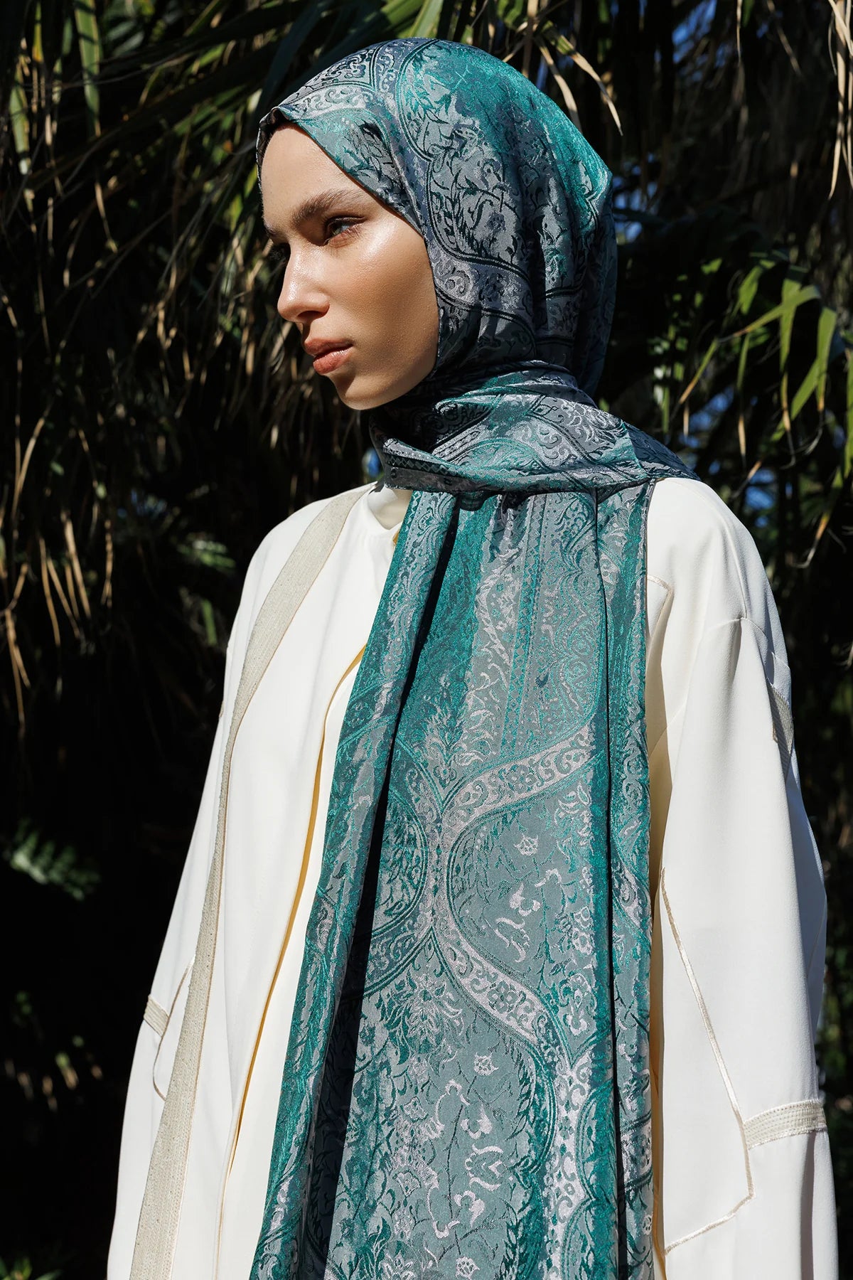 Soler Pattern Shine Line Scarf - Emerald Pink