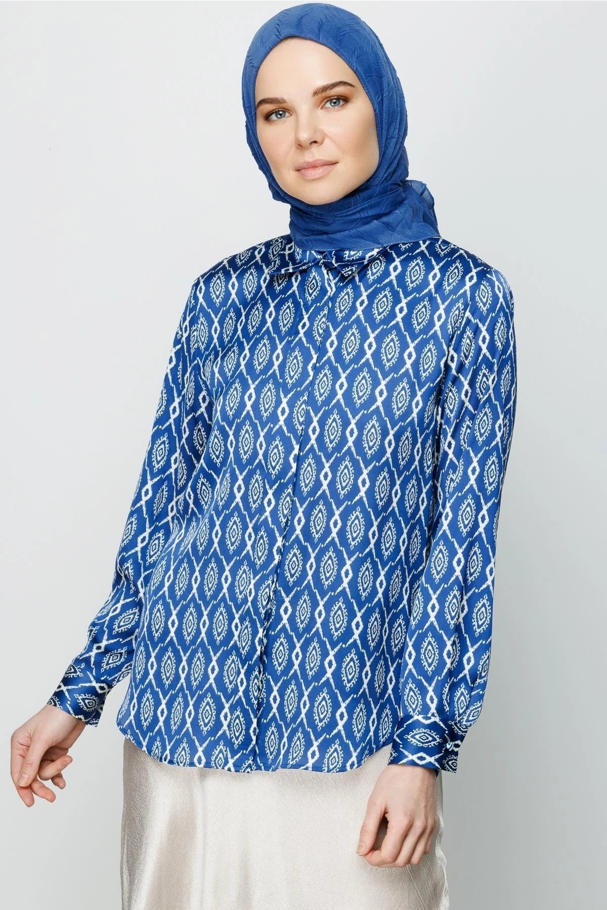 Pleated Bamboo Scarf - Indigo