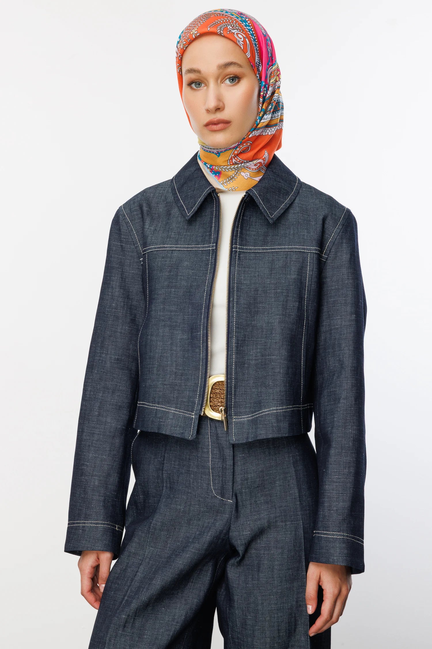 Virel Pattern Cotton Scarf - Lemon