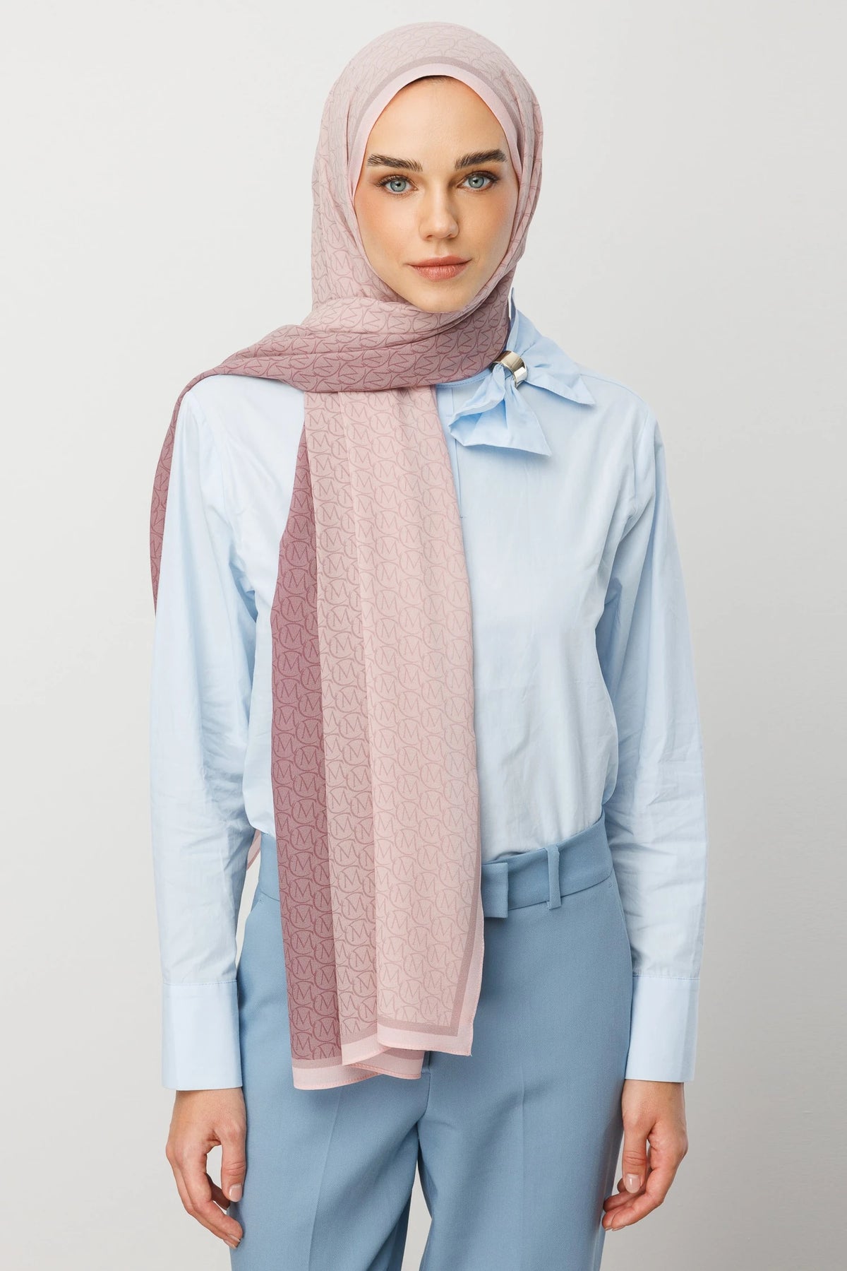 Monogram Hebei Silk Scarf - Powder