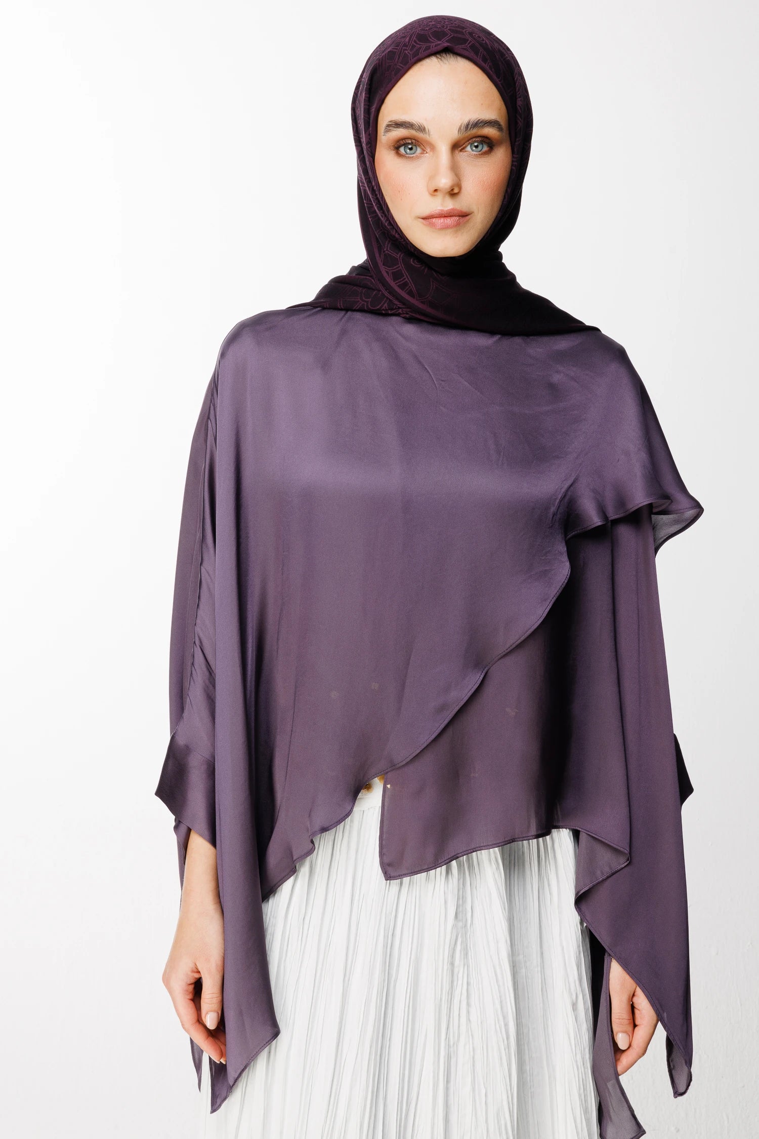 Lavin Pattern Double-Sided Scarf - Purple-Black