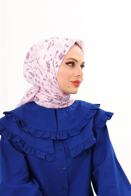 Hanging Pattern Pleated Scarf - Dusty Pink