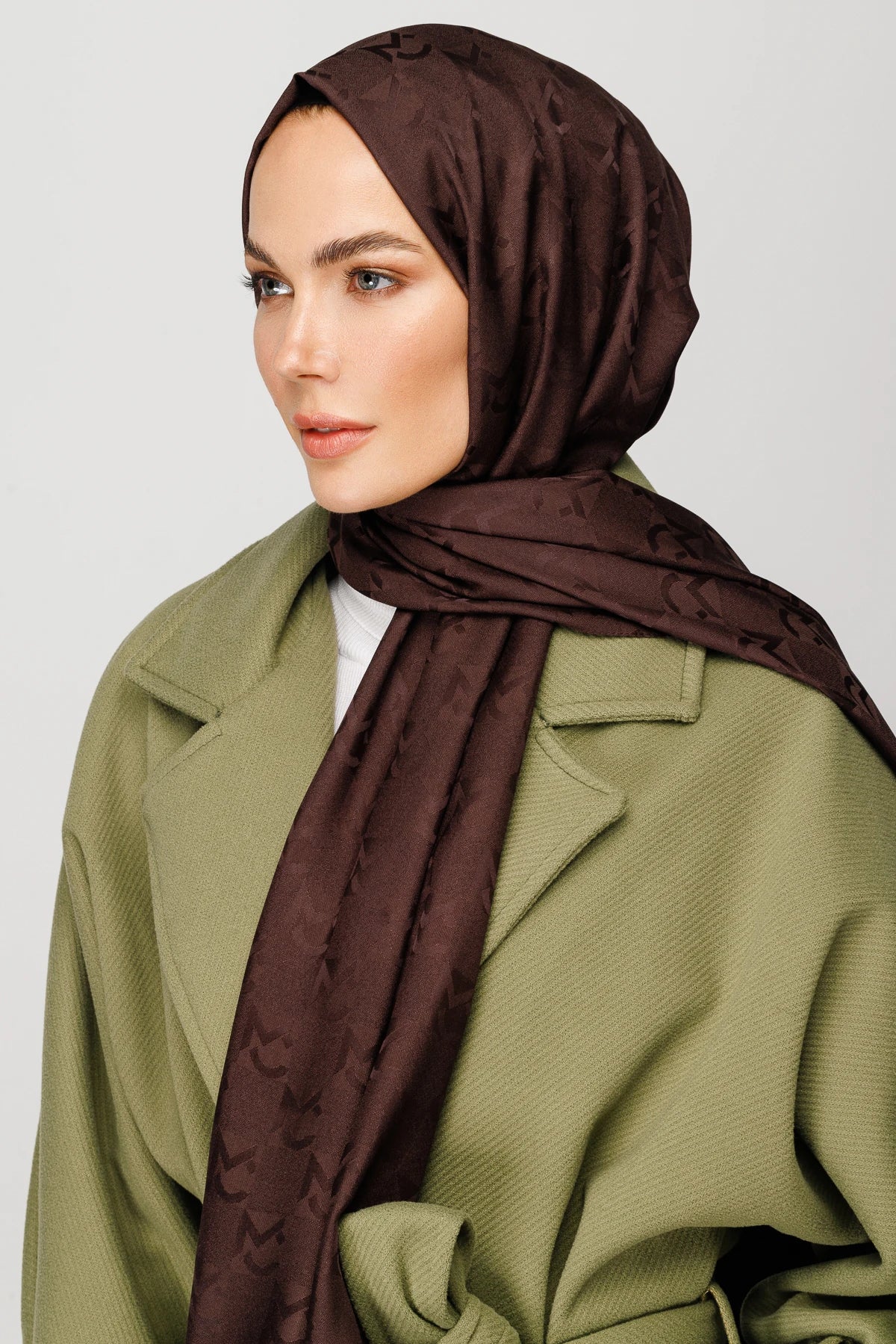 Mc Pattern Jacquard Shawl - Bitter Coffee