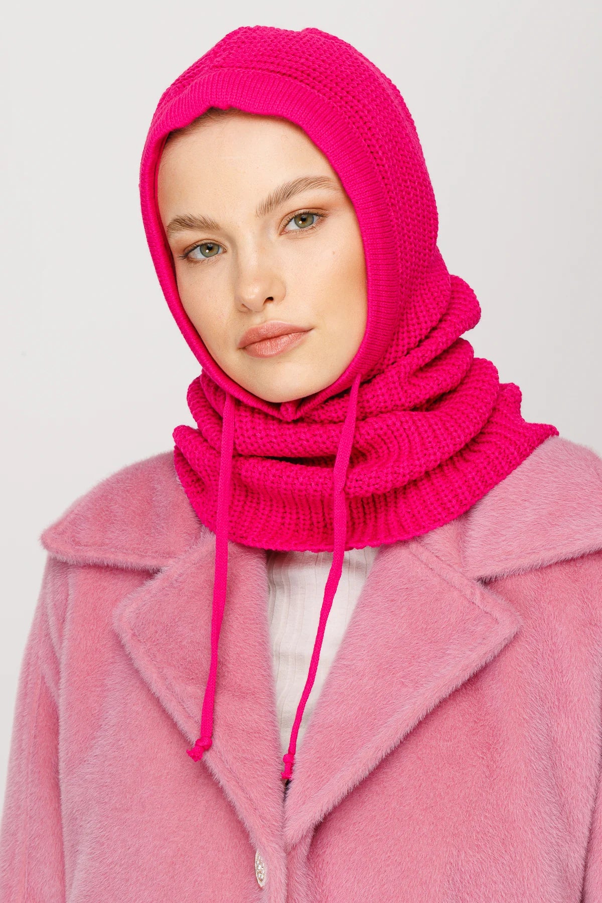 Balaclava Knit Headband - Fuchsia