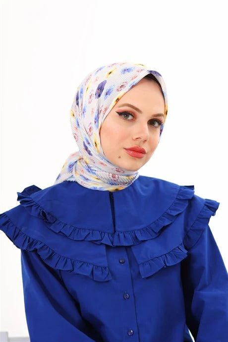 Efsun Pattern Pleated Scarf - Lavender