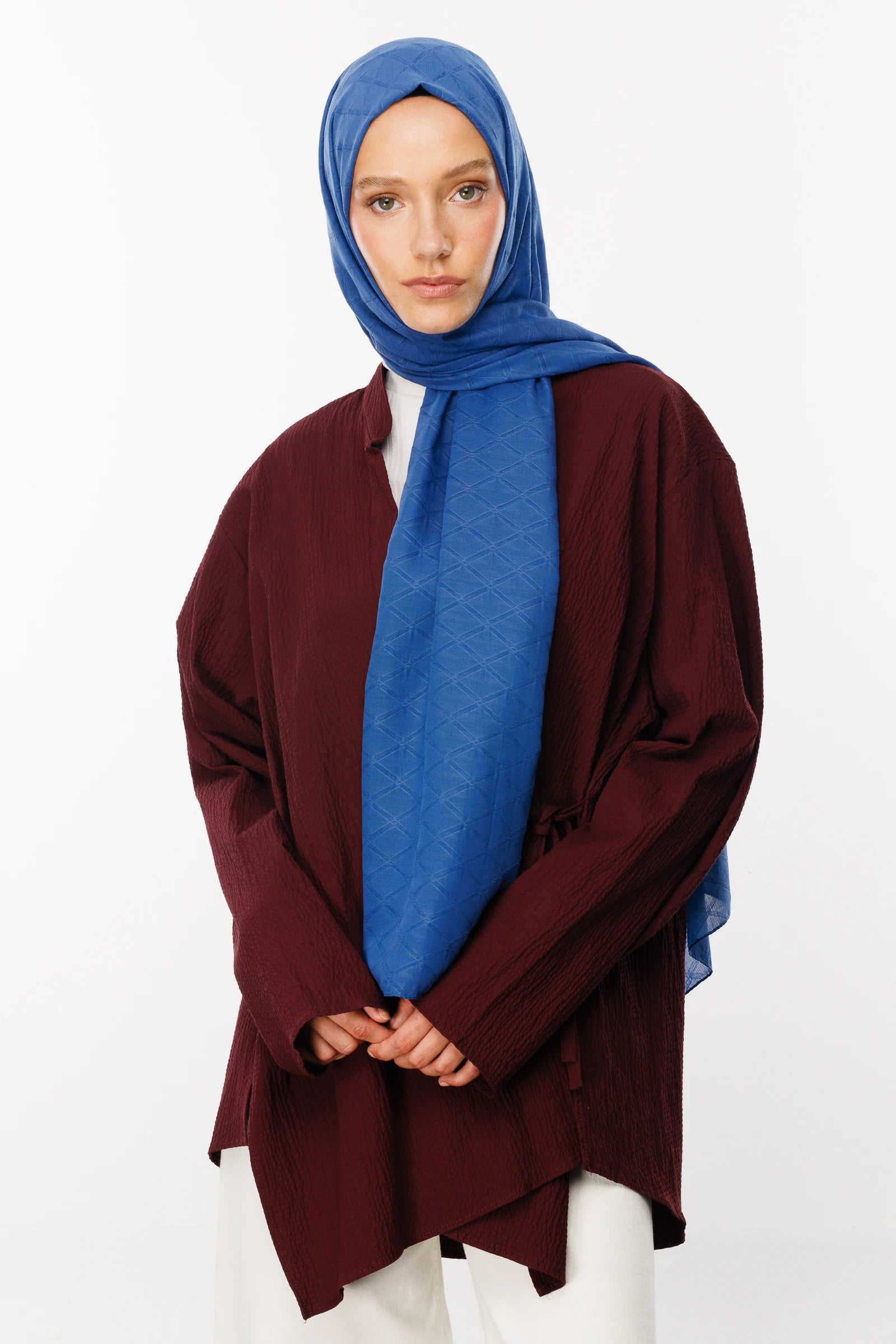 Bamboo Jacquard Shawl - Indigo