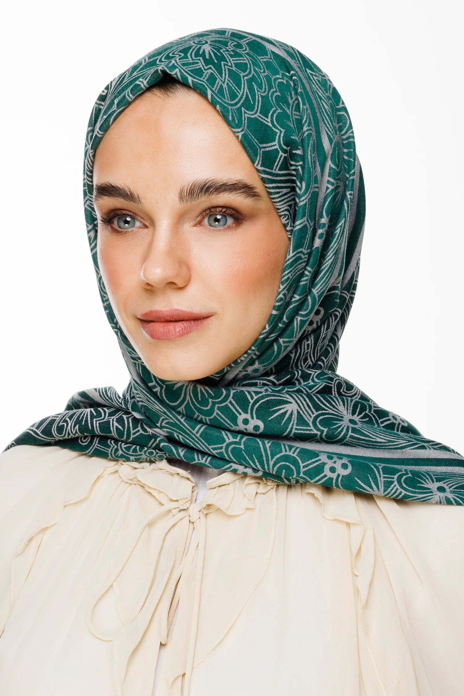 Lavin Pattern Double-Sided Scarf - Emerald Pink