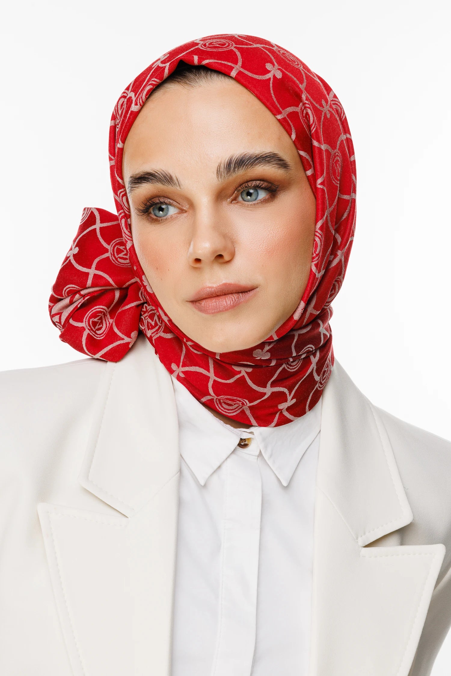 Marrakech Pattern Double-Sided Scarf - Burgundy-Mint Green