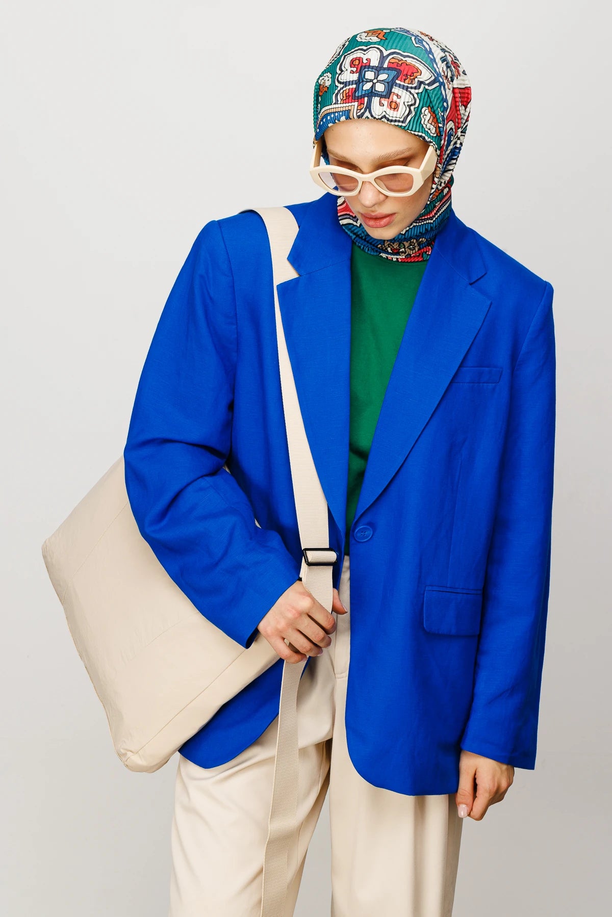 40 Pattern Pleated Scarf - Indigo