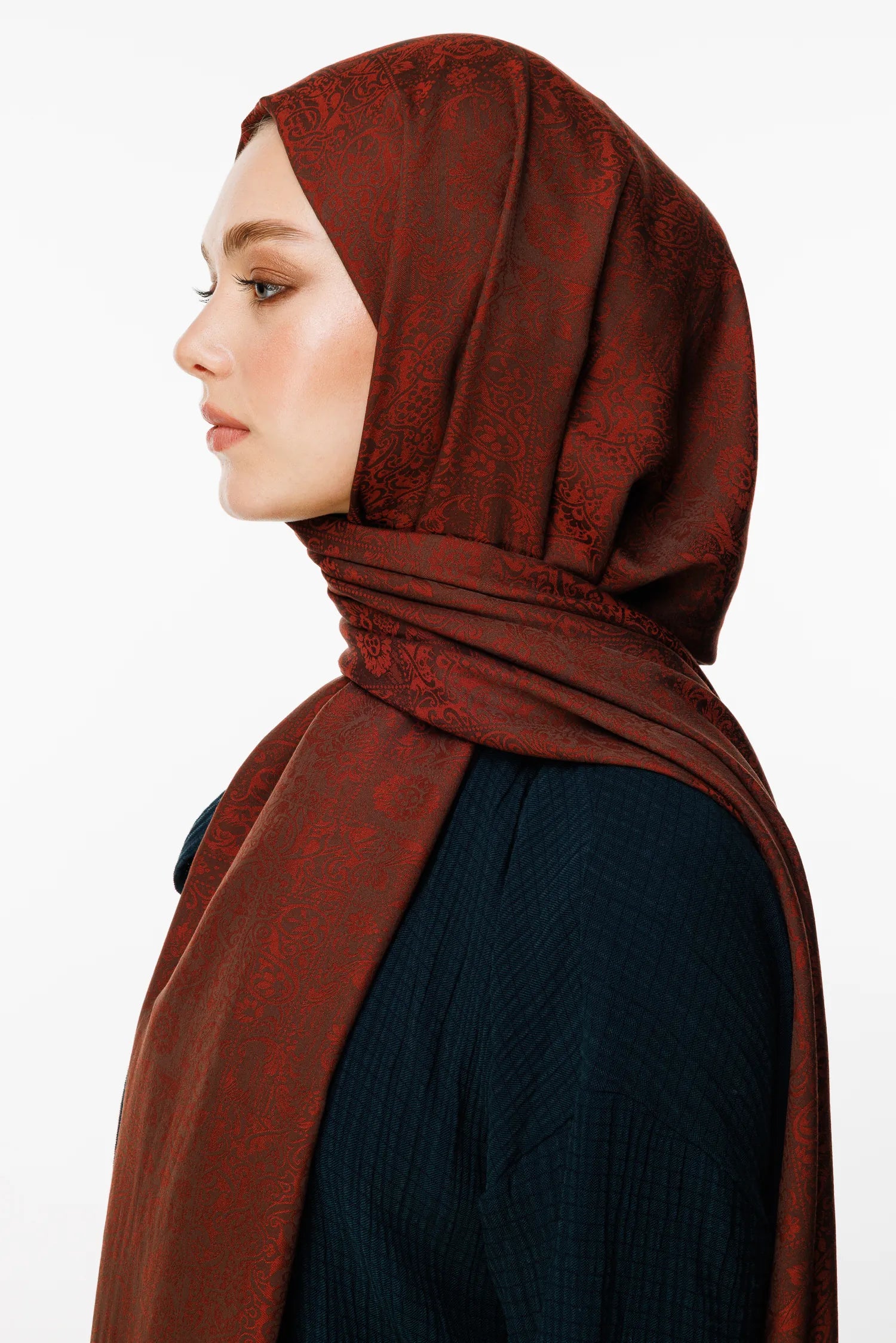 Henna Pattern Double-Sided Scarf - Bitter Coffee - Coffee
