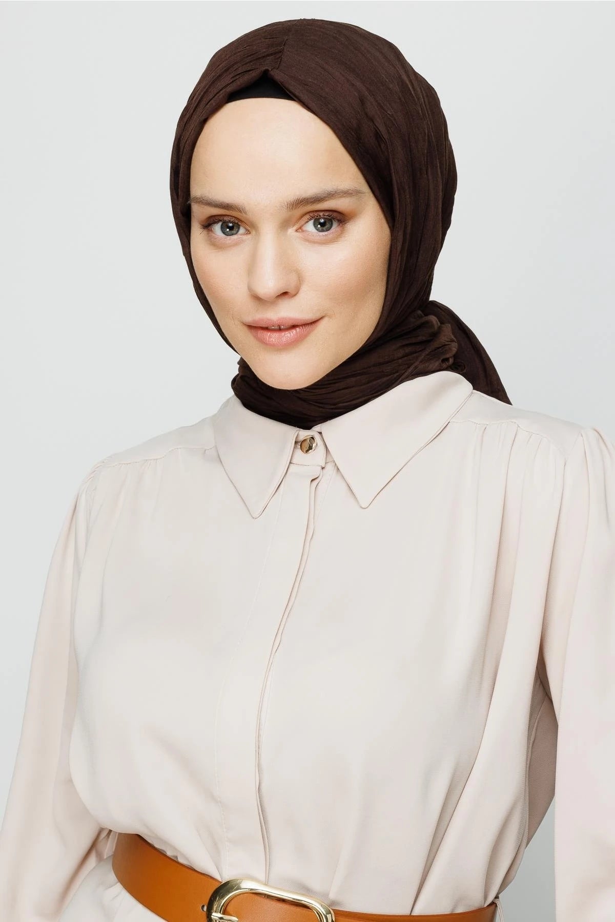 Pleated Bamboo Shawl - Bitter Coffee