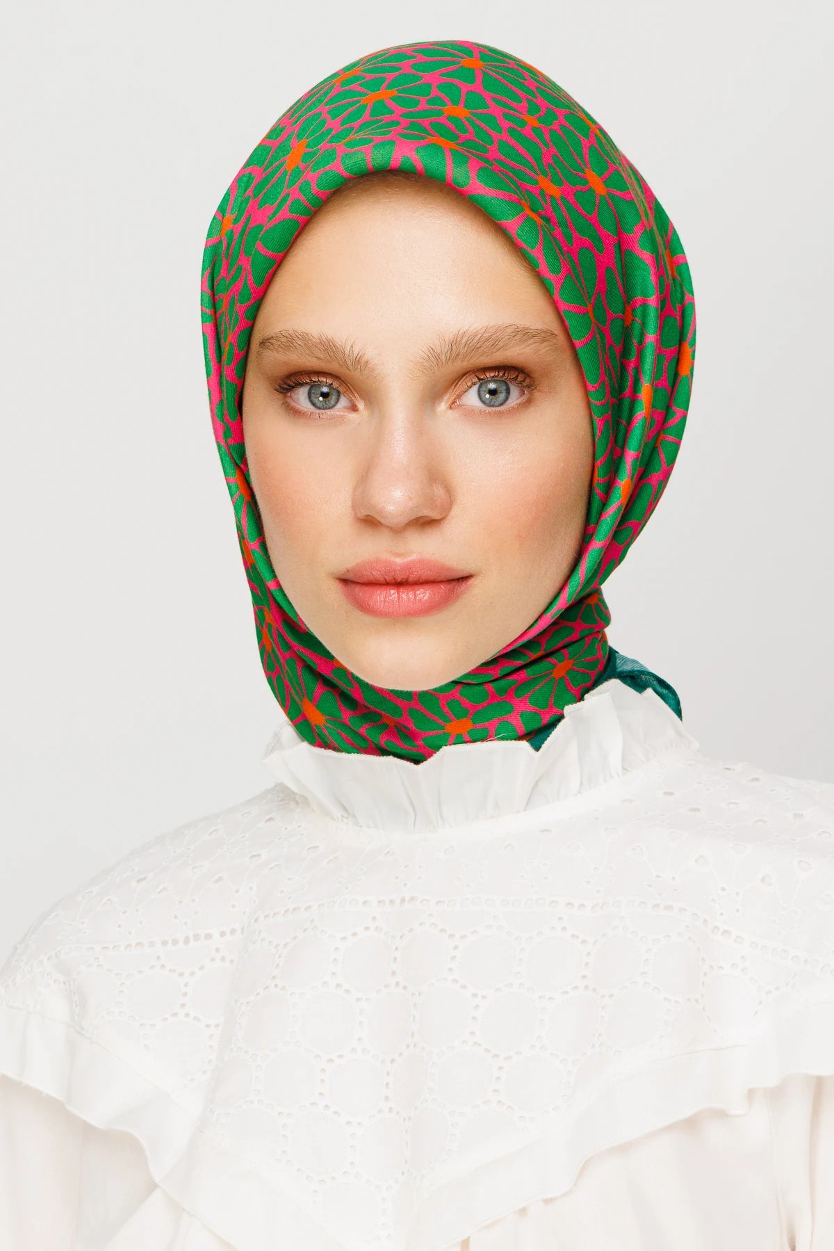 Clover Pattern Digital Soft Scarf - Fuchsia