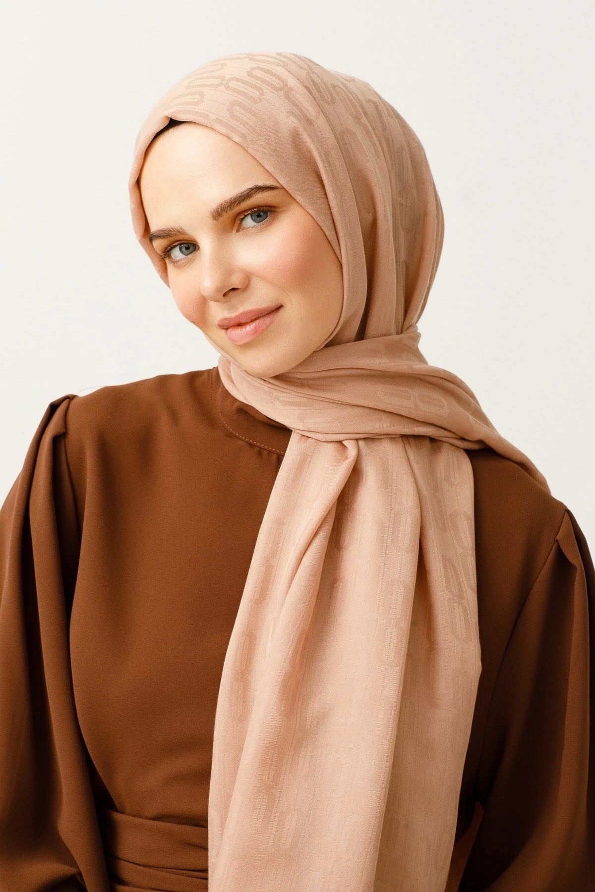 Chain Pattern Cotton Jacquard Scarf - Rose