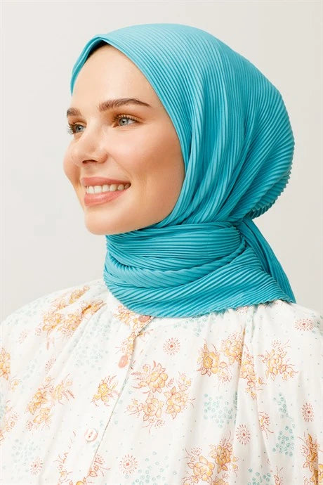 Pleated Scarf - Turquoise