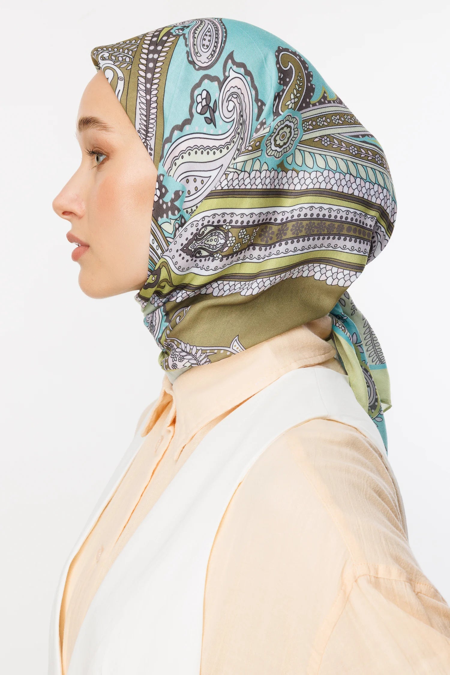 Virel Pattern Cotton Scarf - Green