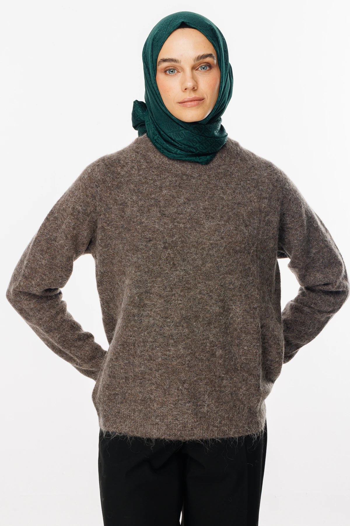 Forever Pattern Shiny Jacquard Scarf - Emerald