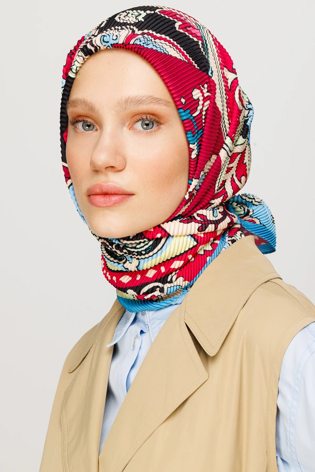 40 Pattern Pleated Scarf - Cherry Rot