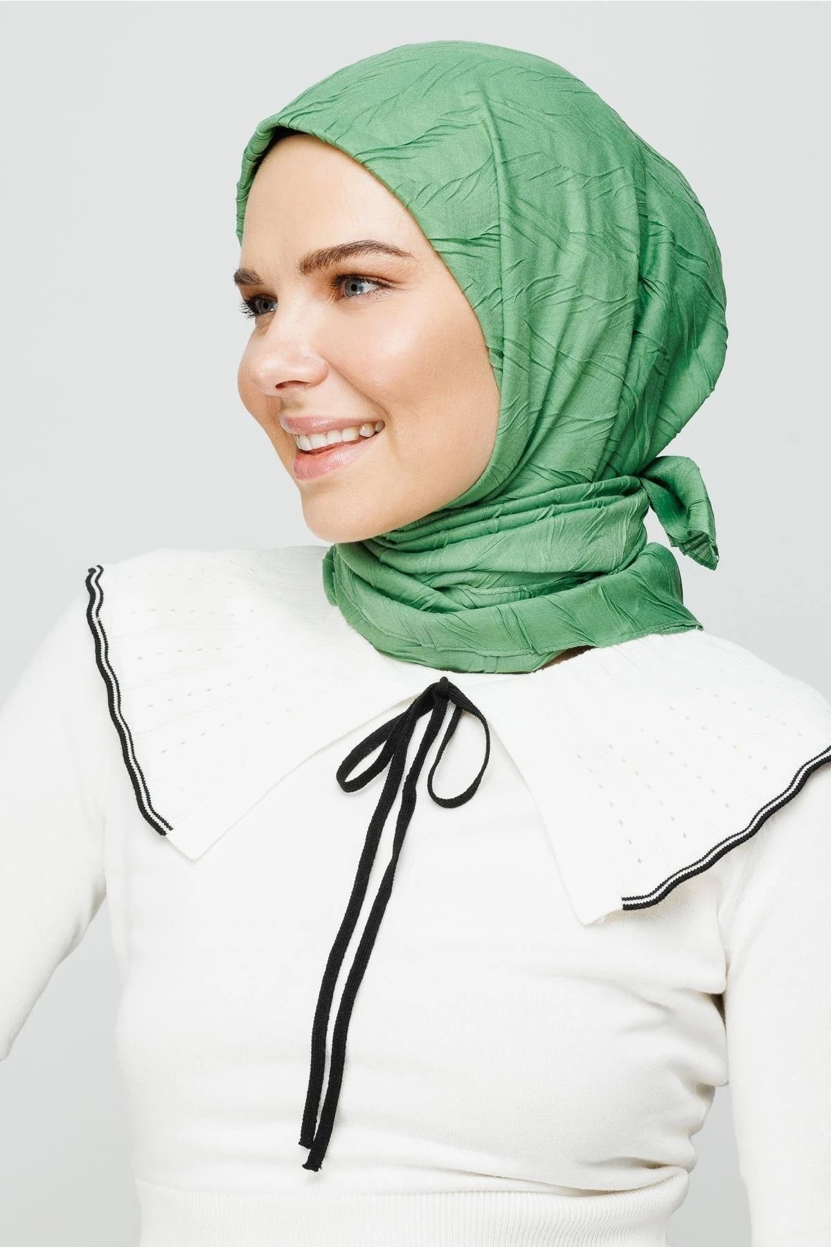 Pleated Bamboo Scarf - Aqua Green