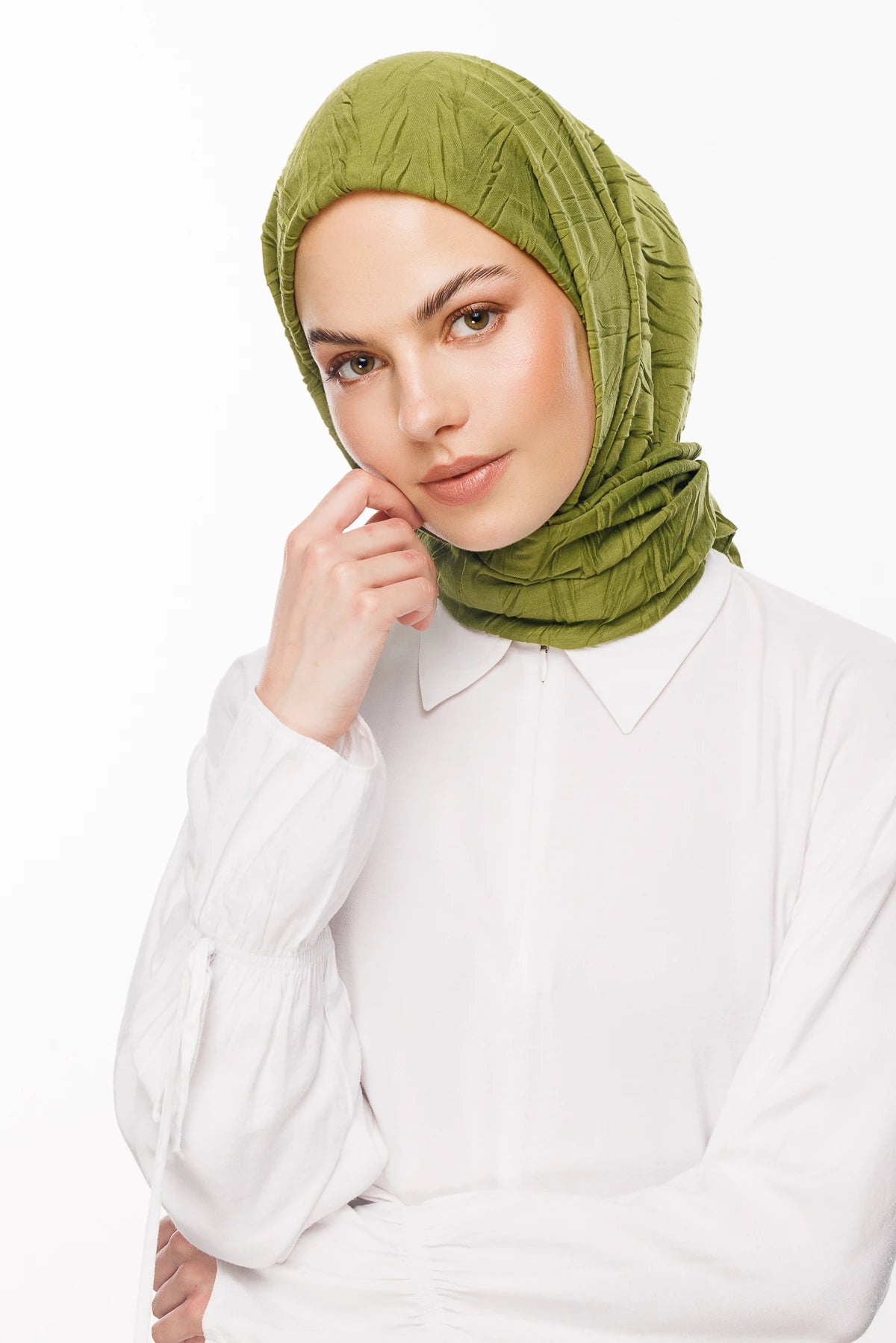 Pleated Bamboo Scarf - Moss