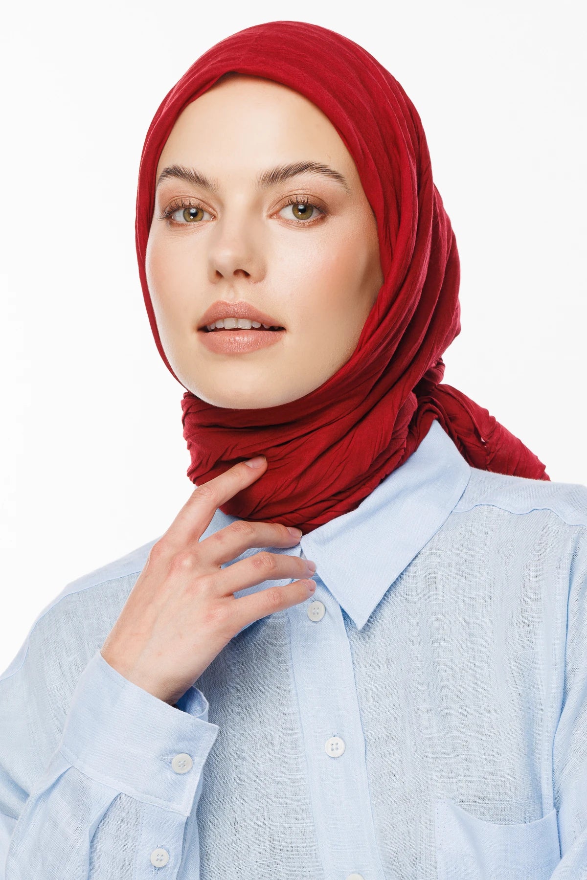 Pleated Bamboo Scarf - Burgundy