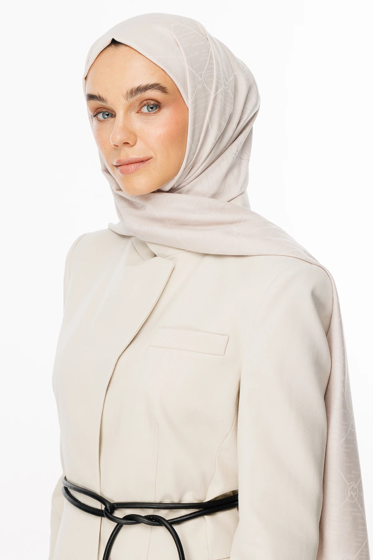 Moon Is Desen Jacquard Shawl - Stone Color