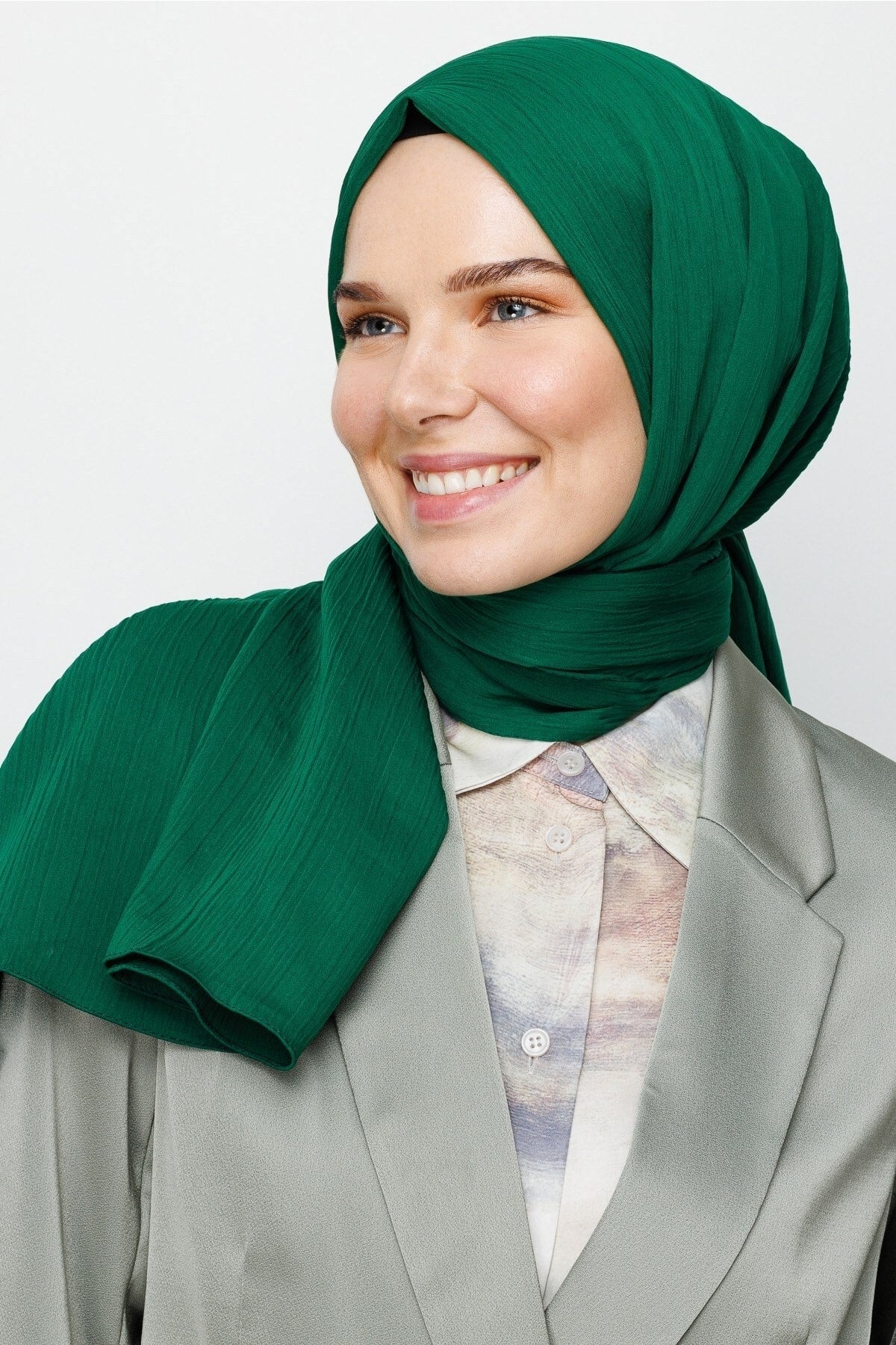 Crinkle Medina Silk Shawl - Dark Benetton Green