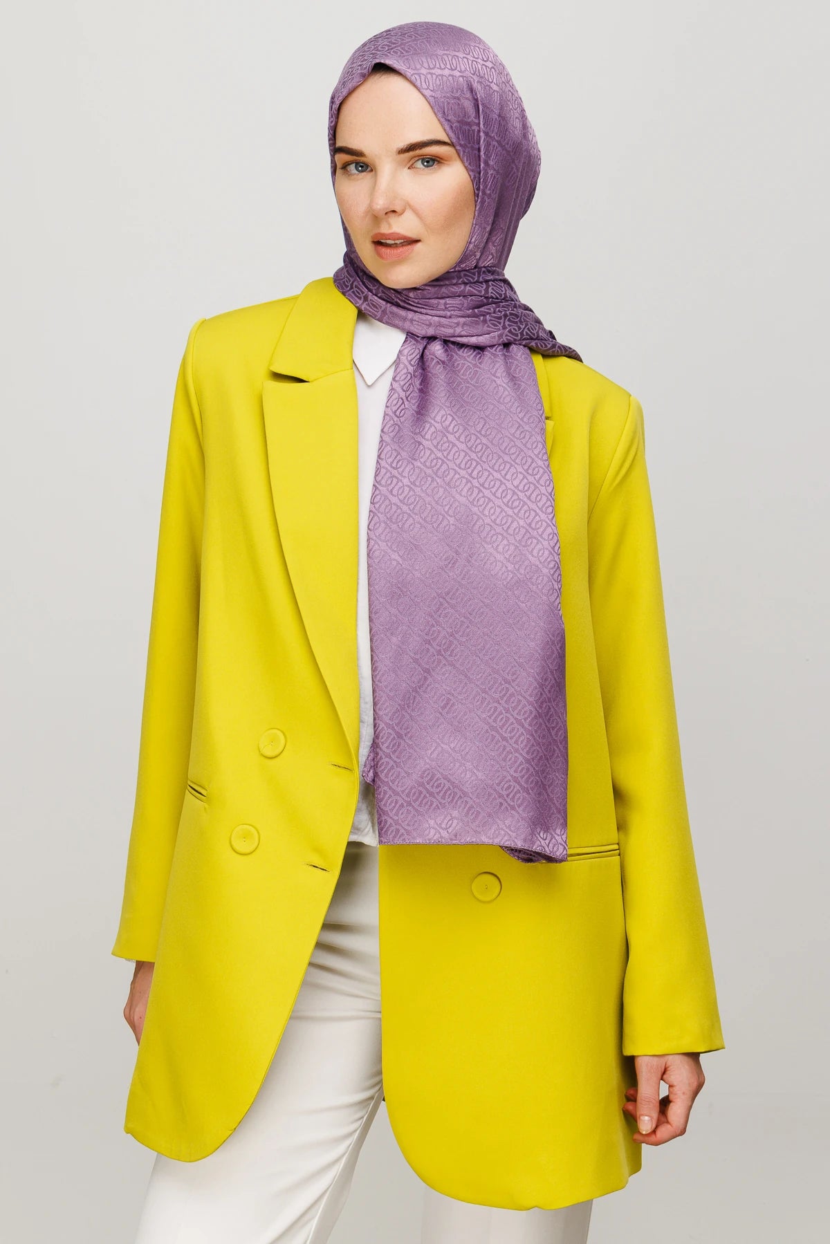 Forever Pattern Shiny Jacquard Scarf - Lavender