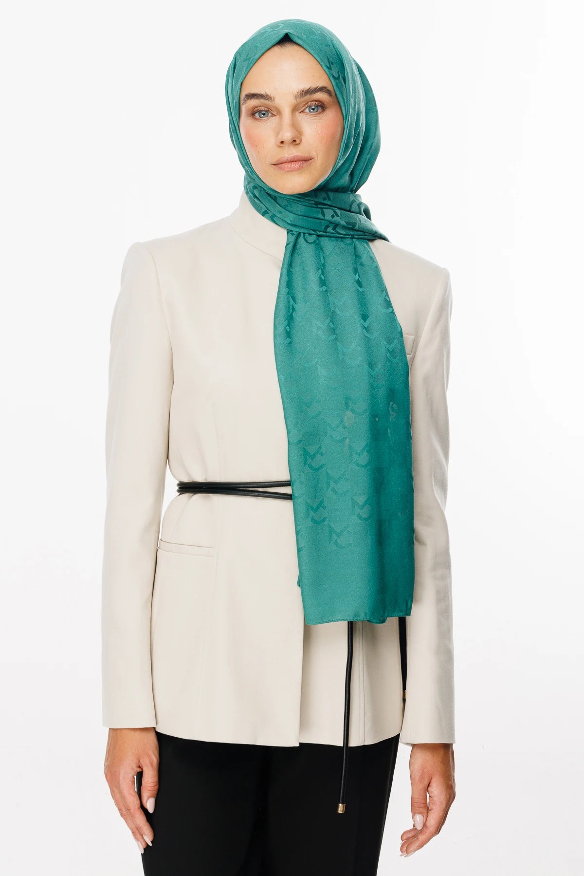 Mc Pattern Jacquard Shawl - Mint Green