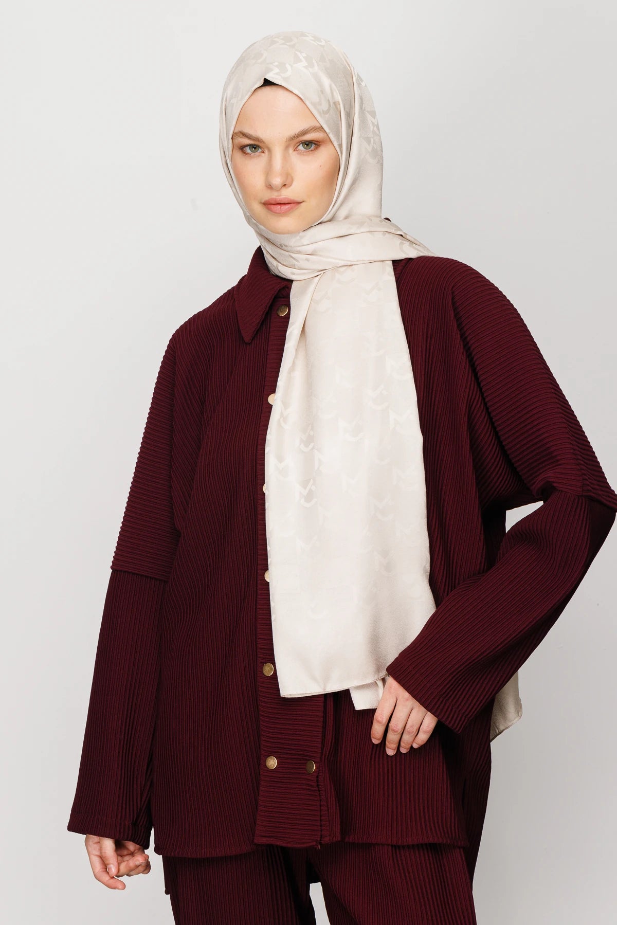 Mc Pattern Jacquard Shawl - Stone Color