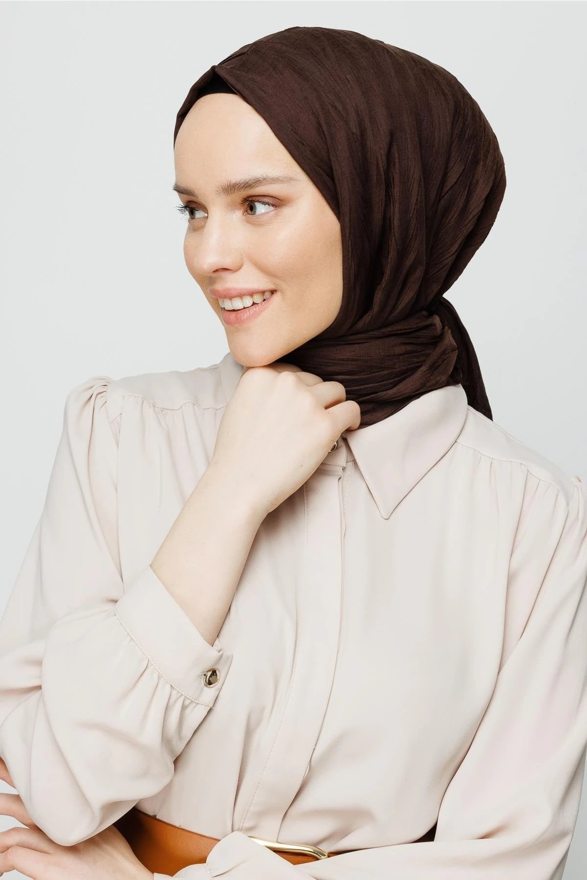 Pleated Bamboo Scarf - Bitter Coffee